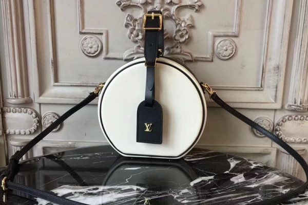 Replica Louis Vuitton Calfskin Petite Boite Chapeau Beige and Black M43514 Bags