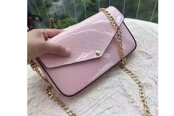 Replica Louis Vuitton M61293 Monogram Vernis Pochette Felicie GM Bags Pink