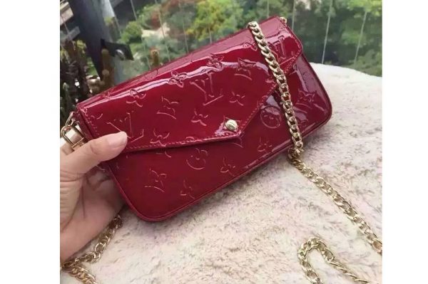 Replica Louis Vuitton M61293 Monogram Vernis Pochette Felicie GM Bags Red