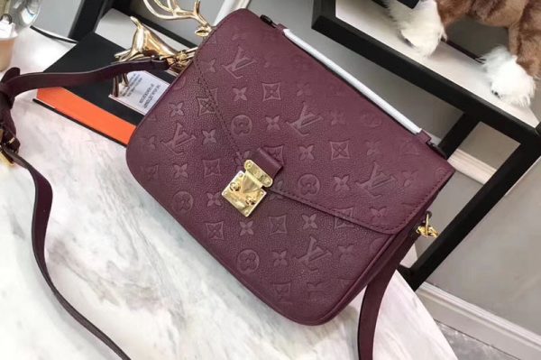 Replica Louis Vuitton M43737 Pochette Metis Monogram empreinte Leather Bags Rose Bruyere