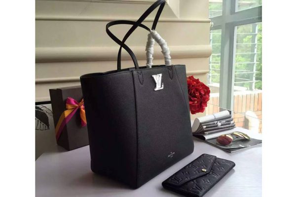 Replica Louis Vuitton M42291 Lockme Cabas Tote Bags Black