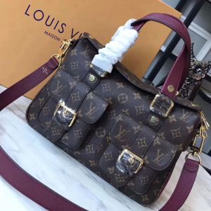 Replica Louis Vuitton M43482 Monogram Canvas Manhattan Bags Raisin