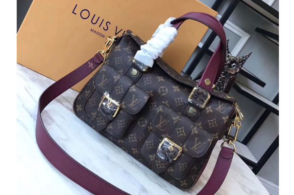 Replica Louis Vuitton M43482 Monogram Canvas Manhattan Bags Raisin