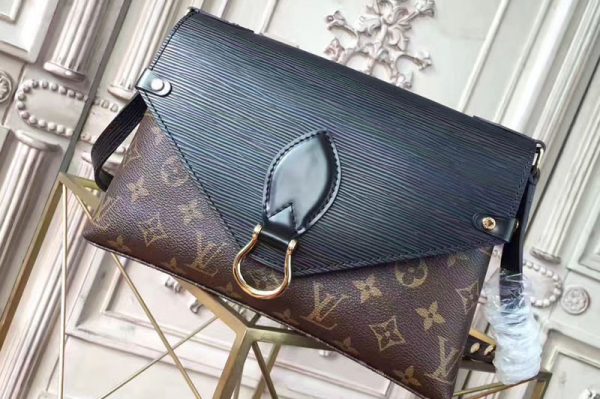 Replica Louis Vuitton M44033 Saint Michel Monogram Canvas and Epi Leather Black