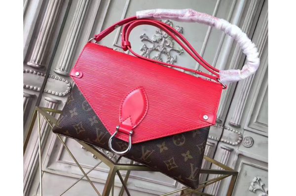 Replica Louis Vuitton M44033 Saint Michel Epi and Monogram Canvas Bags Red