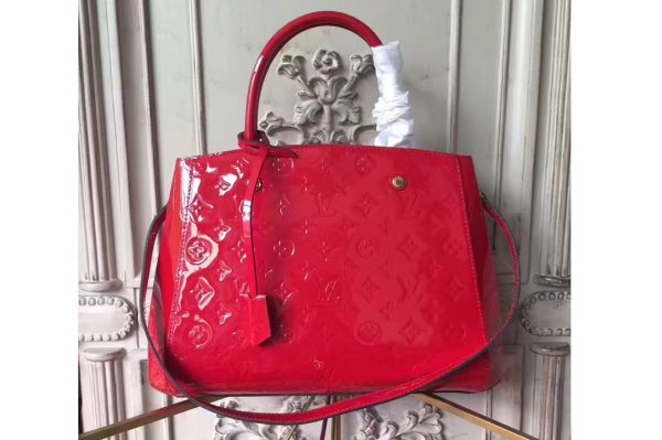 Replica Louis Vuitton Montaigne MM Monogram Vernis M50167 Red