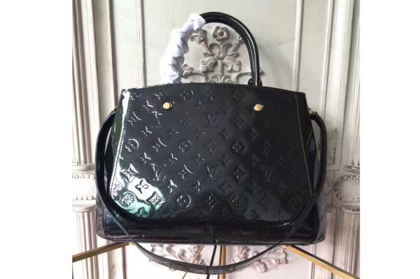 Replica Louis Vuitton M50167 Monogram Vernis Montaigne MM Bags Black