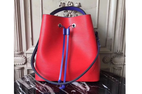 Replica Louis Vuitton Epi Leather Lockme Bucket Bags Red/Blue M54366