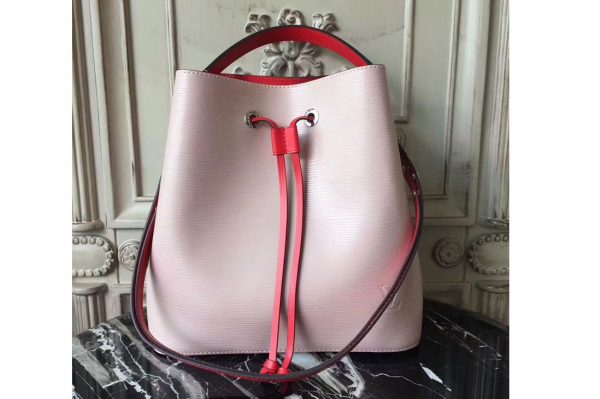 Replica Louis Vuitton Epi Leather Lockme Bucket Bags Pink/Red M54366