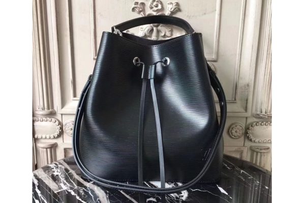 Replica Louis Vuitton Epi Leather Lockme Bucket Bags Noir M54366