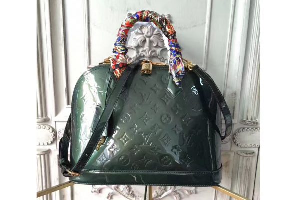 Replica Louis Vuitton M90321 Monogram Vernis Alam PM Green Bags