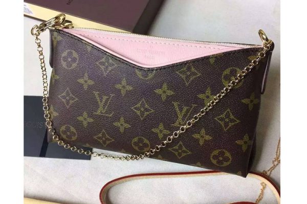 Replica Louis Vuitton M41638 Pallas Clutch Monogram Canvas Bags Pink