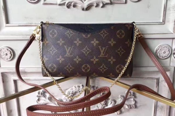 Replica Louis Vuitton M41638 Monogram Canvas Pallas Clutch Bag Black