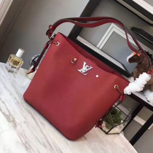 Replica Louis Vuitton M54677 Soft Calfskin Lockme Bucket Bags Red