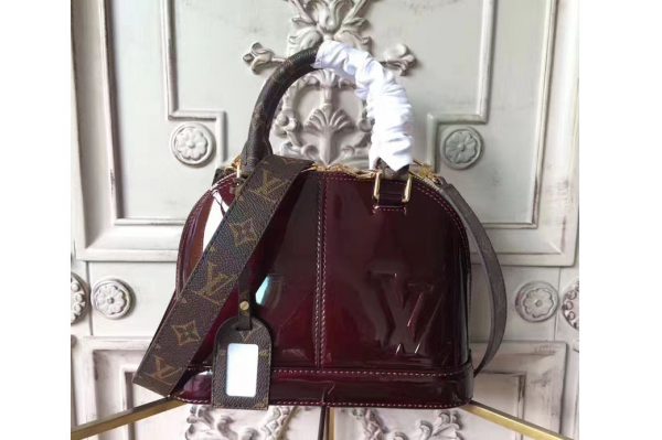 Replica Louis Vuitton M54785 Monogram Vernis Alma BB Bags Burgundy