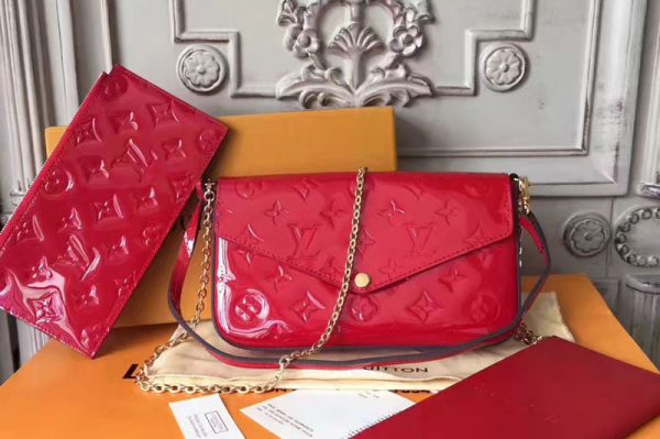 Replica Louis Vuitton M61267 Pochette Felicie Monogram Vernis Bags Red