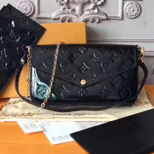 Replica Louis Vuitton M61267 Pochette Felicie Monogram Vernis Black