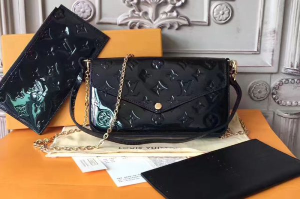 Replica Louis Vuitton M61267 Pochette Felicie Monogram Vernis Black