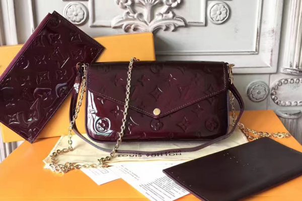 Replica Louis Vuitton M61267 Pochette Felicie Monogram Vernis Bags Purple