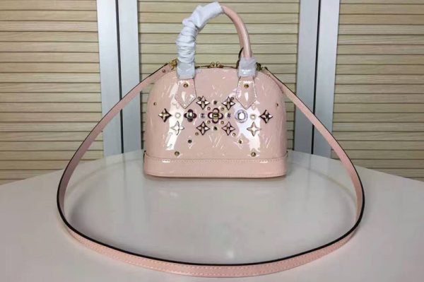 Louis Vuitton M90988 Alma BB Monogram Vernis Leather Rose Ballerine