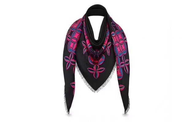 Replica Louis Vuitton M71180 Flowergram Monogram Shawl And Scraf Black