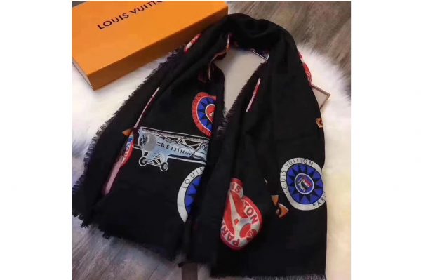 Replica Louis Vuitton 140cm Square Cashmere Scarf And Shawl Black