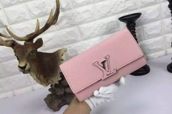 Replica Louis Vuitton M61248 Capucines Wallet Taurillon leather Pink