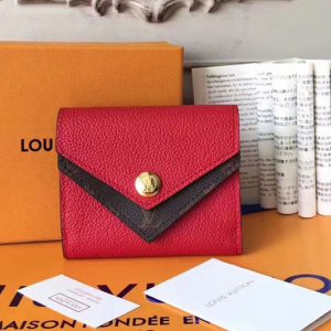 Replica Louis Vuitton M64419 Double V Compact Wallet Taurillon Leather Rubis