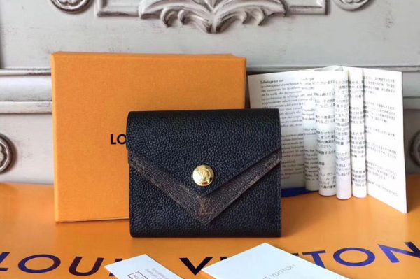 Replica Louis Vuitton M64419 Double V Compact Wallet Taurillon Leather Noir