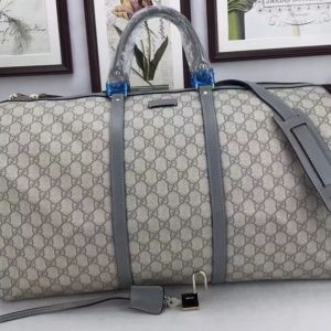 Replica Gucci 206500 GG Fabric Large Carry On Duffel Bags Grey