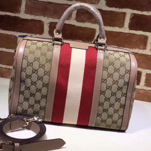 Replica Gucci 247205 Vintage Web Original GG Canvas Boston Bags Pink