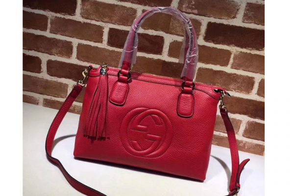 Replica Gucci 308362 Calf Leather Soho Top Handle Bags Red