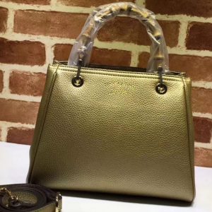 Replica Gucci 336032 Bamboo Shopper Tote Bags Calfskin Leather Gold