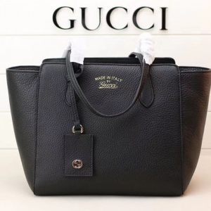 Replica Gucci 354408 Swing Leather Tote Bags Black