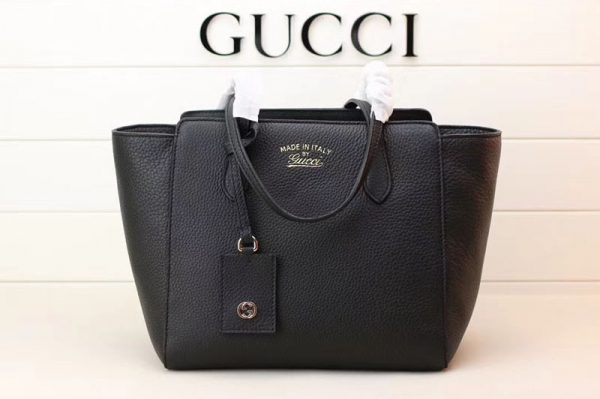 Replica Gucci 354408 Swing Leather Tote Bags Black