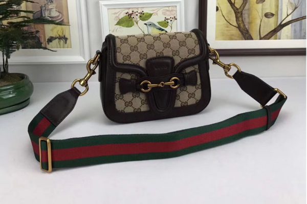 Replica Gucci 384821 Lady Web Leather Shoulder Small Bags Black