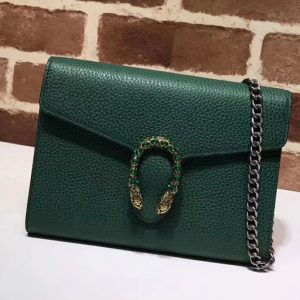 Replica Gucci 401231 Dionysus Leather Mini Chain Bags Green