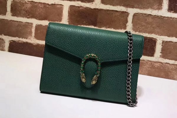 Replica Gucci 401231 Dionysus Leather Mini Chain Bags Green