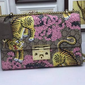 Replica Gucci 409486 Padlock Tiger GG Shoulder Bags Pink