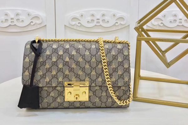 Replica Gucci 409486 Padlock GG Supreme Shoulder Bag Bee