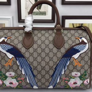 Replica Gucci 409527 Exclusive GG Supreme Top Hand Bag With Embroideries