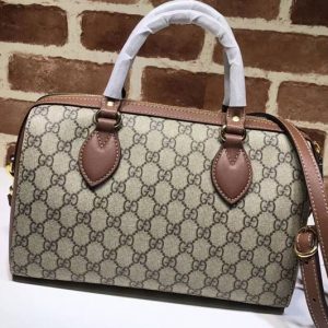 Replica Gucci 409529 GG Supreme Top Handle Bags Brown