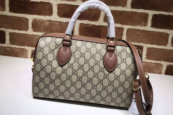 Replica Gucci 409529 GG Supreme Top Handle Bags Brown