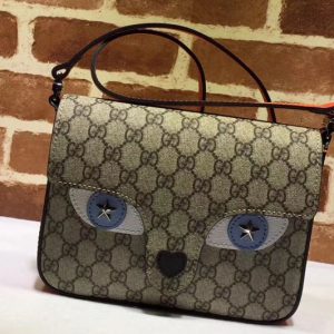 Replica Gucci 410806 Children's GG Supreme Cat Messenger Bags Blue