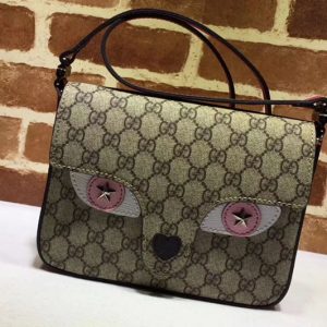 Replica Gucci 410806 Children's GG Supreme Cat Messenger Bags Pink