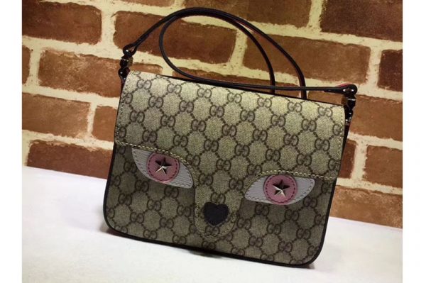 Replica Gucci 410806 Children's GG Supreme Cat Messenger Bags Pink