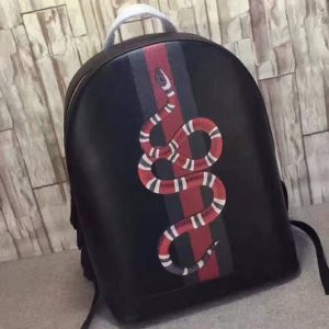 Replica Gucci 419584 Web and Kingsnake Print Leather Backpack