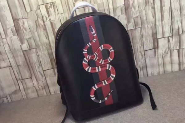 Replica Gucci 419584 Web and Kingsnake Print Leather Backpack