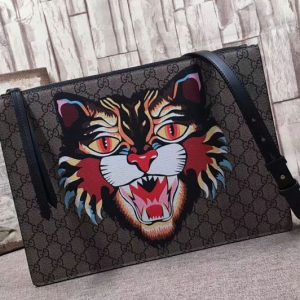 Replica Gucci 429016 Angry Cat Print Leather Messenger Bags