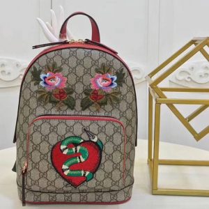 Replica Gucci 427042 Embroidered Snake GG Supreme Backpack